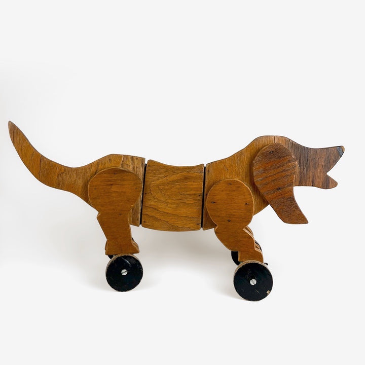 Chien teckel articulé en bois années 50