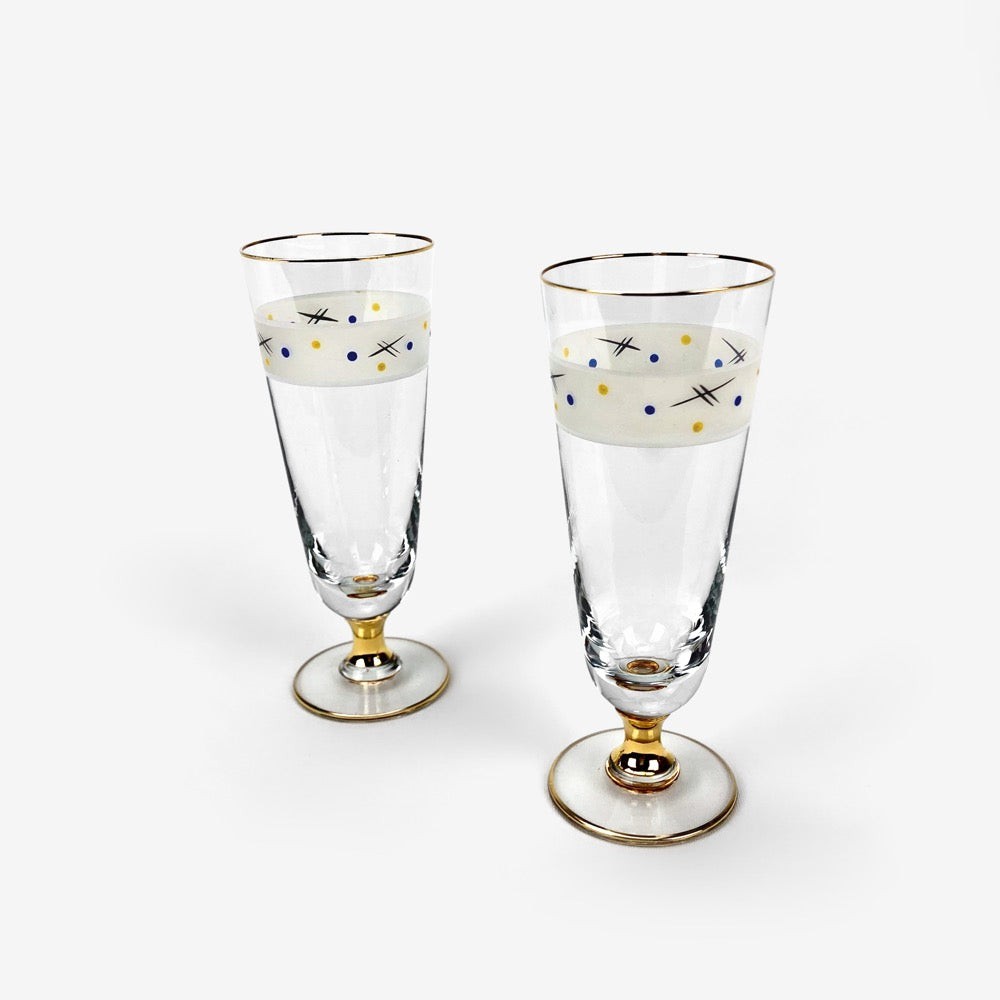 Duo de flûtes à champagne Mid-Century