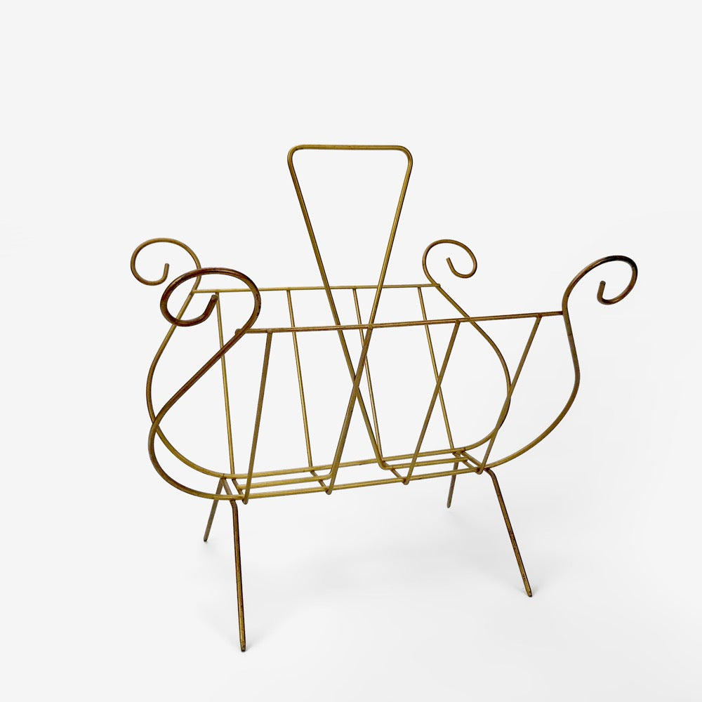 Porte-revues lyre en métal doré