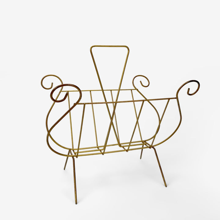 Porte-revues lyre en métal doré