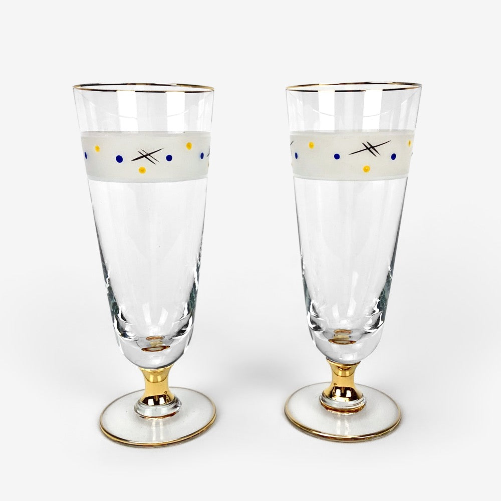 Duo de flûtes à champagne Mid-Century