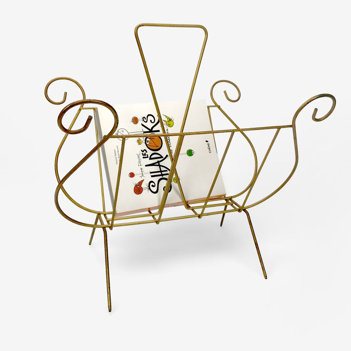 Porte-revues lyre en métal doré