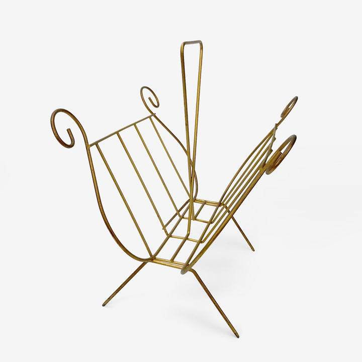 Porte-revues lyre en métal doré