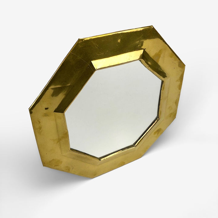 Miroir octogonal en laiton années 80
