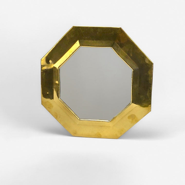 Miroir octogonal en laiton années 80