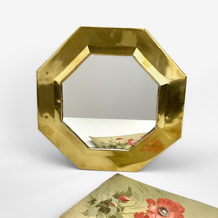 Miroir octogonal en laiton années 80