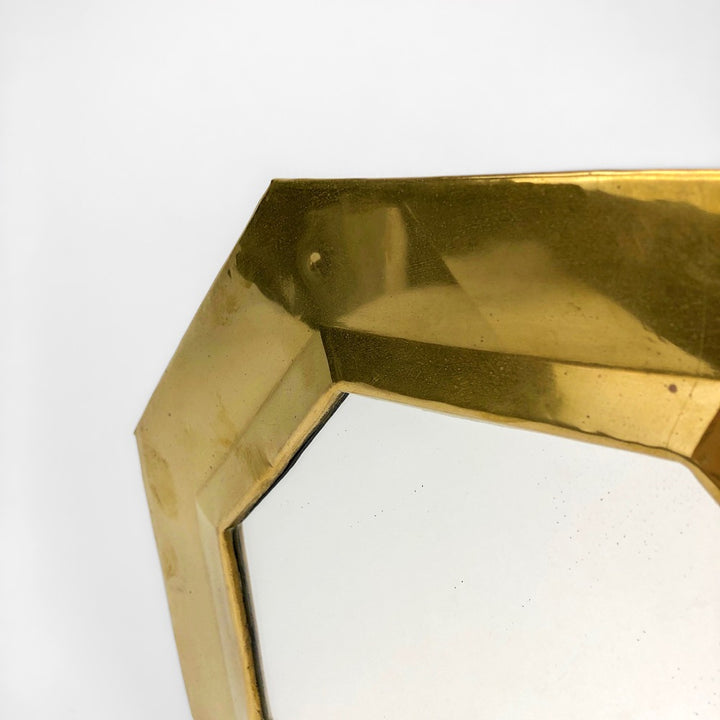 Miroir octogonal en laiton années 80