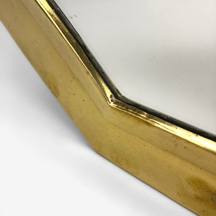 Miroir octogonal en laiton années 80
