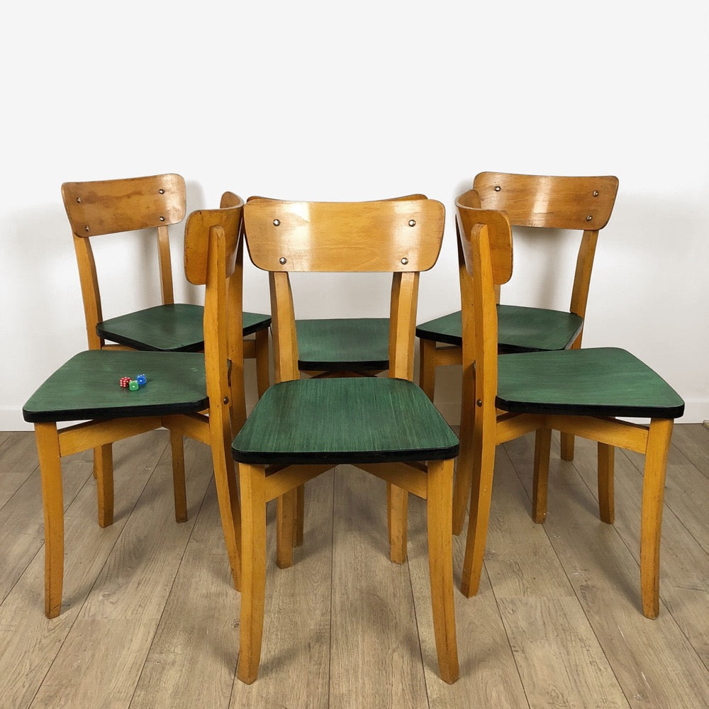 Lot de 6 chaises bistrot bois vert