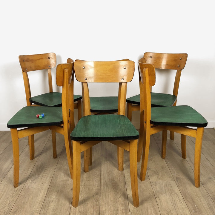 Lot de 6 chaises bistrot bois vert