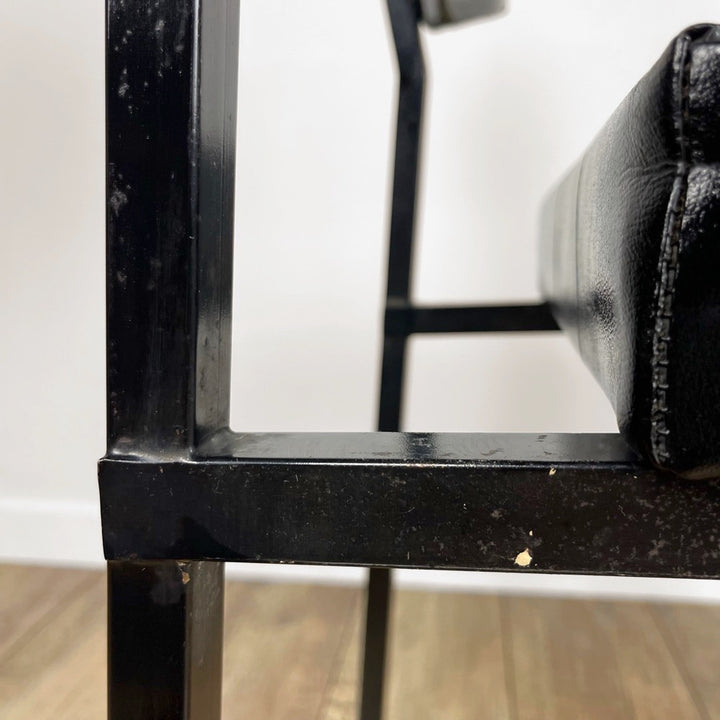 Chaise design moderniste métal et similis cuir années 60