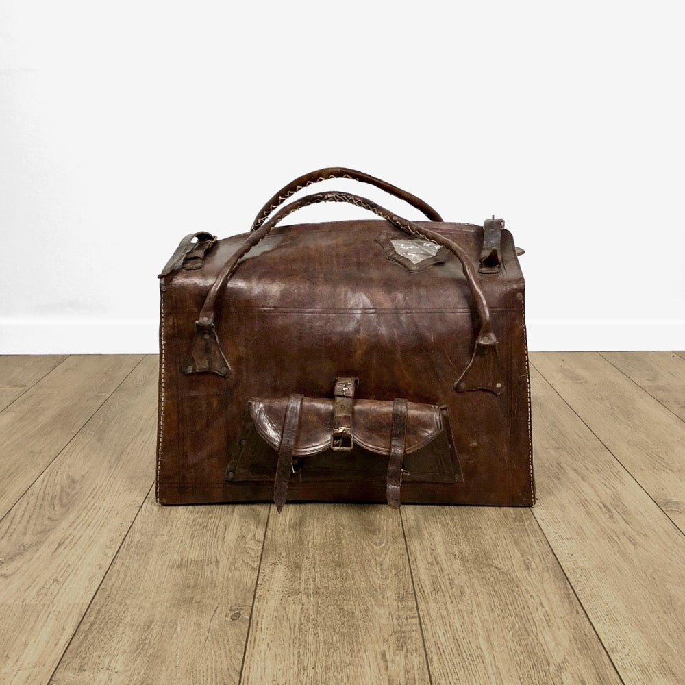 Très ancien sac de voyage en cuir