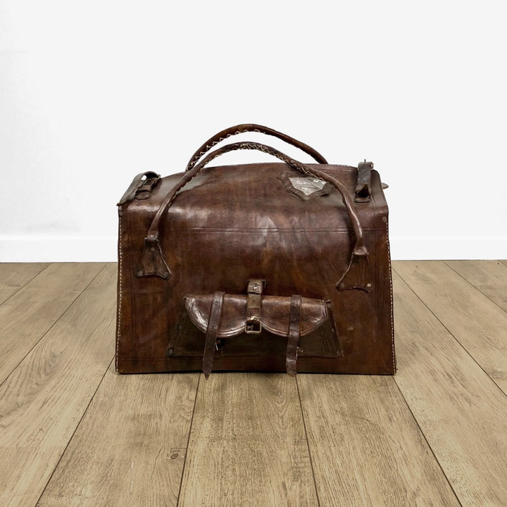 Très ancien sac de voyage en cuir