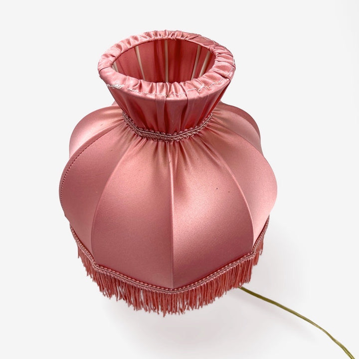 Lampe de chevet en cristal et abat-jour dôme en soie 60's