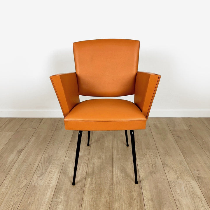 Fauteuil cocktail Skaï orange avec cendrier