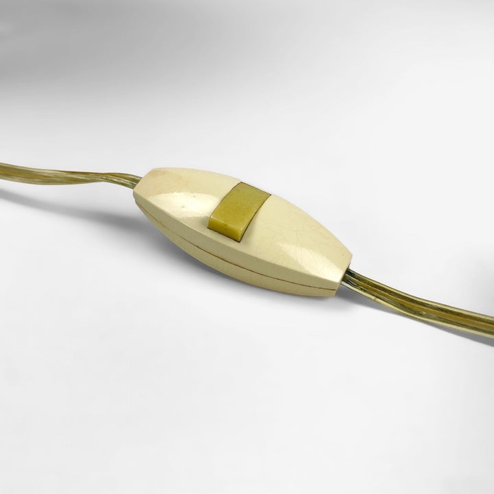 Lampe de chevet en cristal et abat-jour dôme en soie 60's