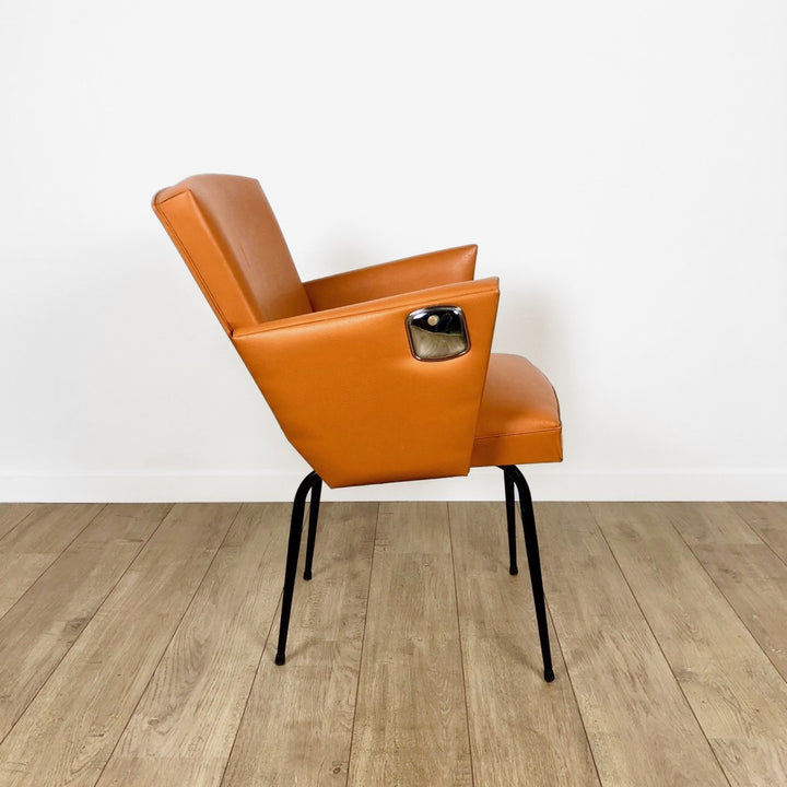 Fauteuil cocktail Skaï orange avec cendrier
