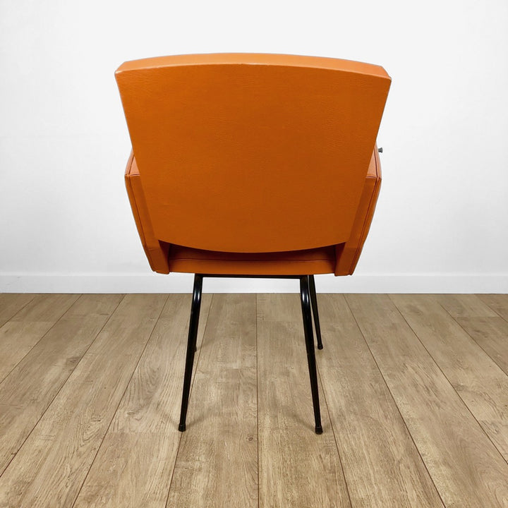 Fauteuil cocktail Skaï orange avec cendrier