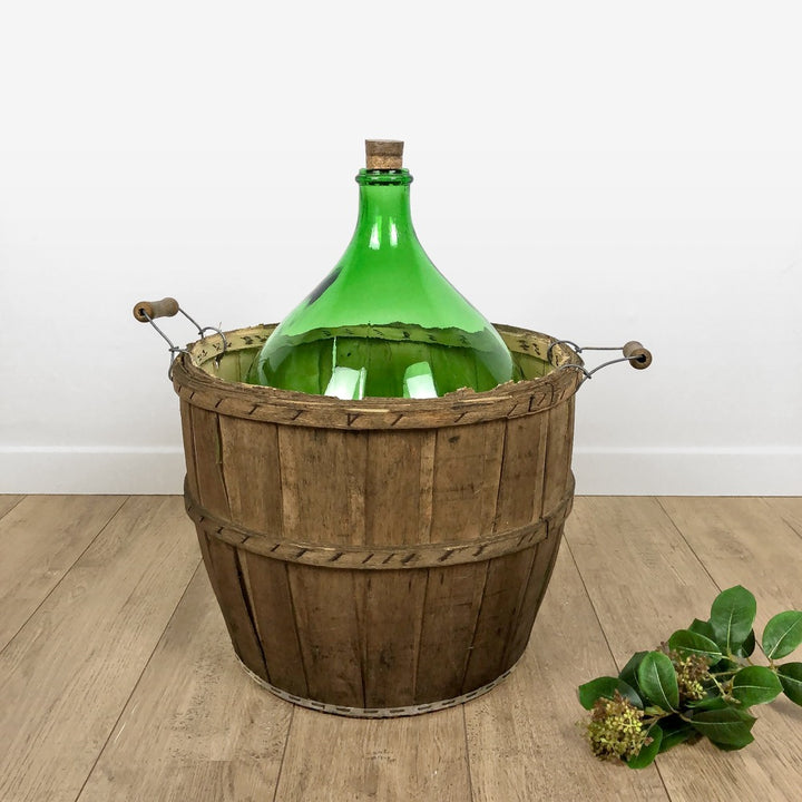 Dame-Jeanne 30 litres verte et sa bonbonnière en bois