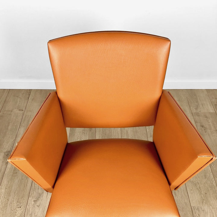 Fauteuil cocktail Skaï orange avec cendrier