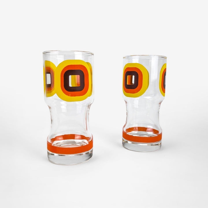Duo de verre sérigraphies 70's