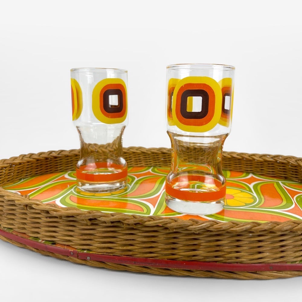 Duo de verre sérigraphies 70's