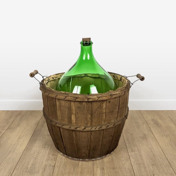 Dame-Jeanne 30 litres verte et sa bonbonnière en bois