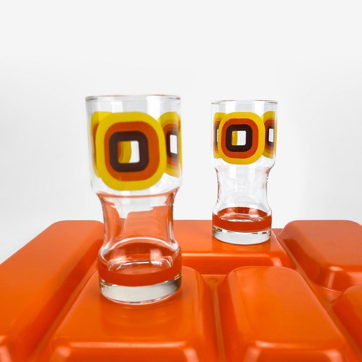 Duo de verre sérigraphies 70's