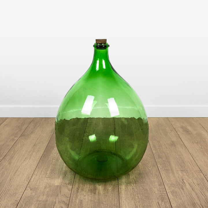 Dame-Jeanne 30 litres verte et sa bonbonnière en bois