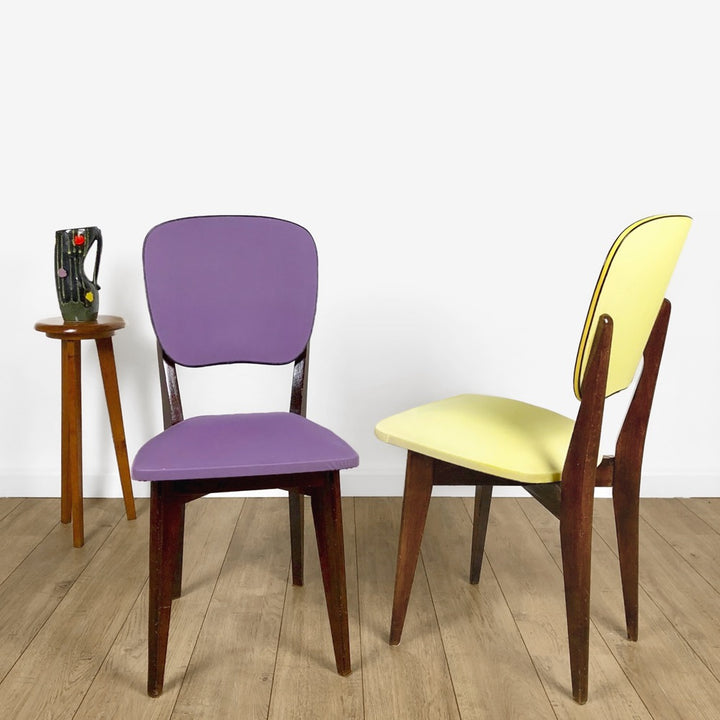 Duo de chaises colorées Mid-Century