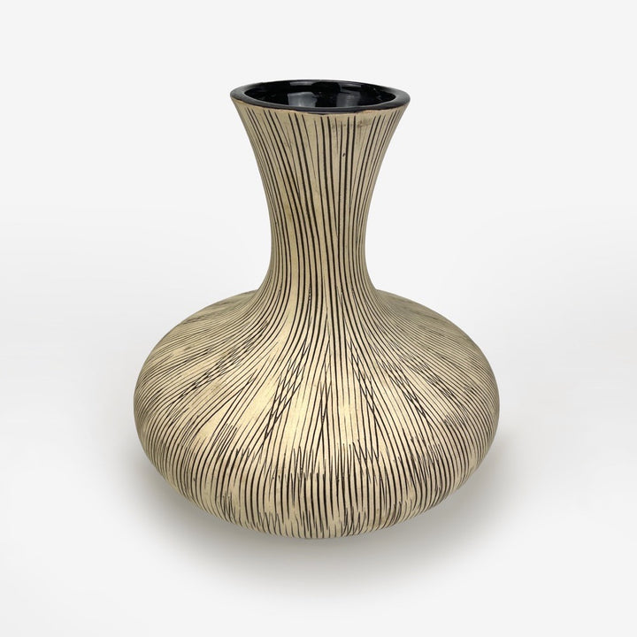 Vase en céramique striée design 1950