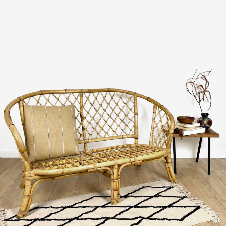Banquette en rotin vintage