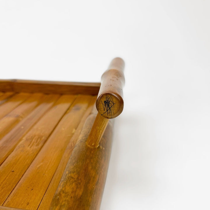 Plateau en bois imitation bambou vintage