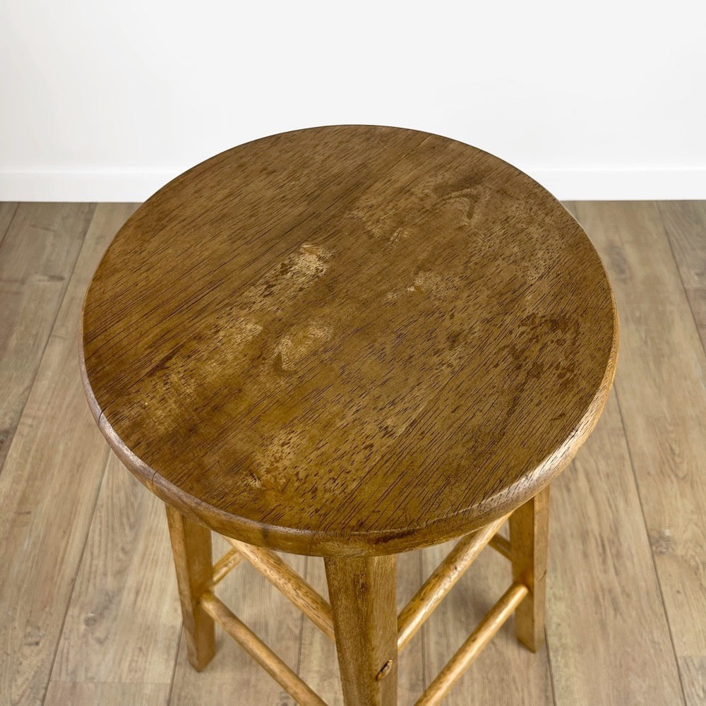 Haut tabouret rond de bar en bois vintage