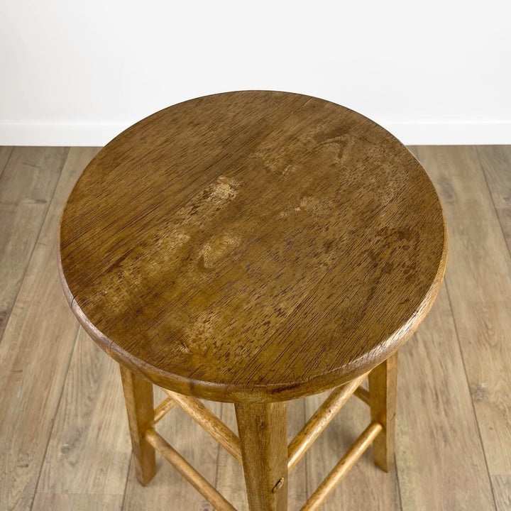 Haut tabouret rond de bar en bois vintage