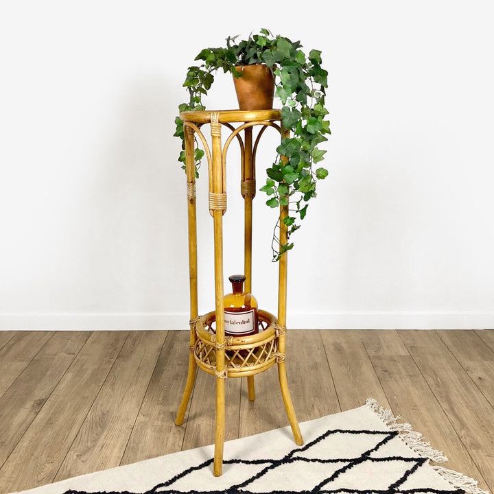 Porte-plantes, sellette en rotin