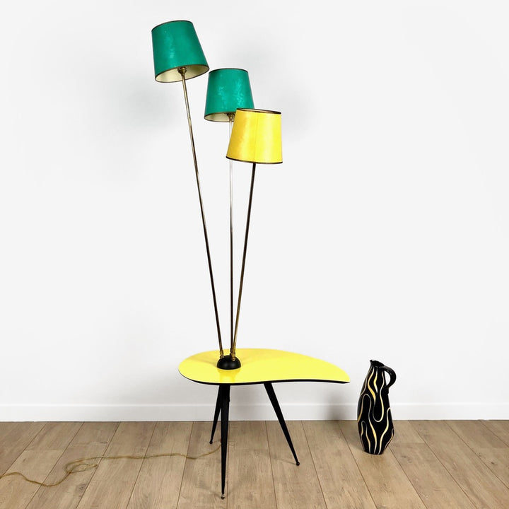 Guéridon lampadaire à trois feux années 50