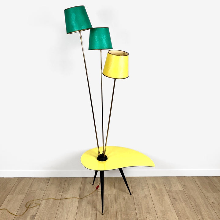 Guéridon lampadaire à trois feux années 50