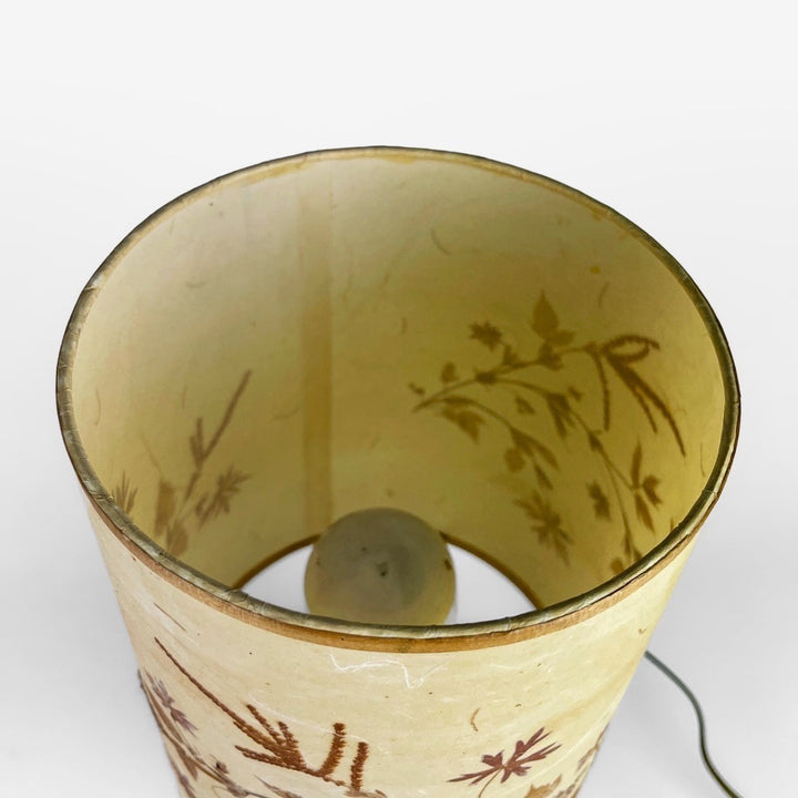 Lampe champêtre en grès pyrité et fleurs séchées années 70