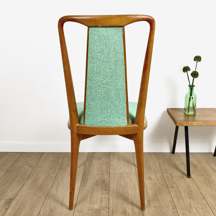 Chaise en hêtre et vinyle Mid-Century