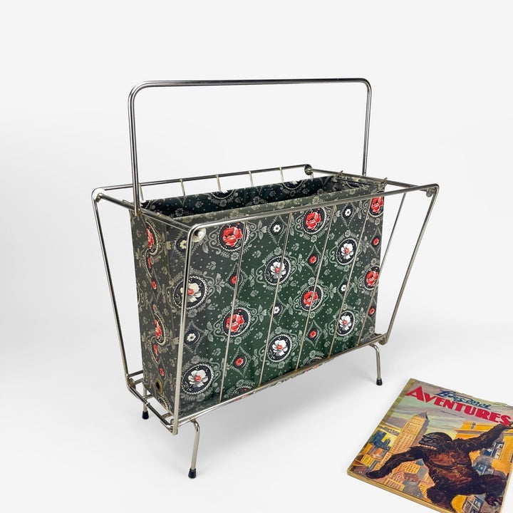 Porte-revues métal et vinyle années 60