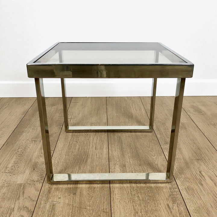 Petite table en verre et inox