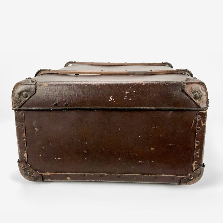 Grande valise ancienne cuir et bois