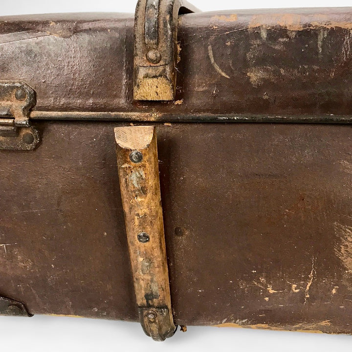Grande valise ancienne cuir et bois
