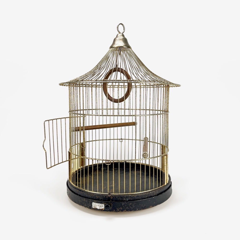 Cage à oiseau dorée à l'or fin A.Fay & Co 1950