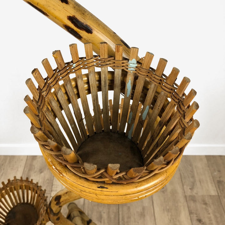 Porte-plantes rétro en bambou