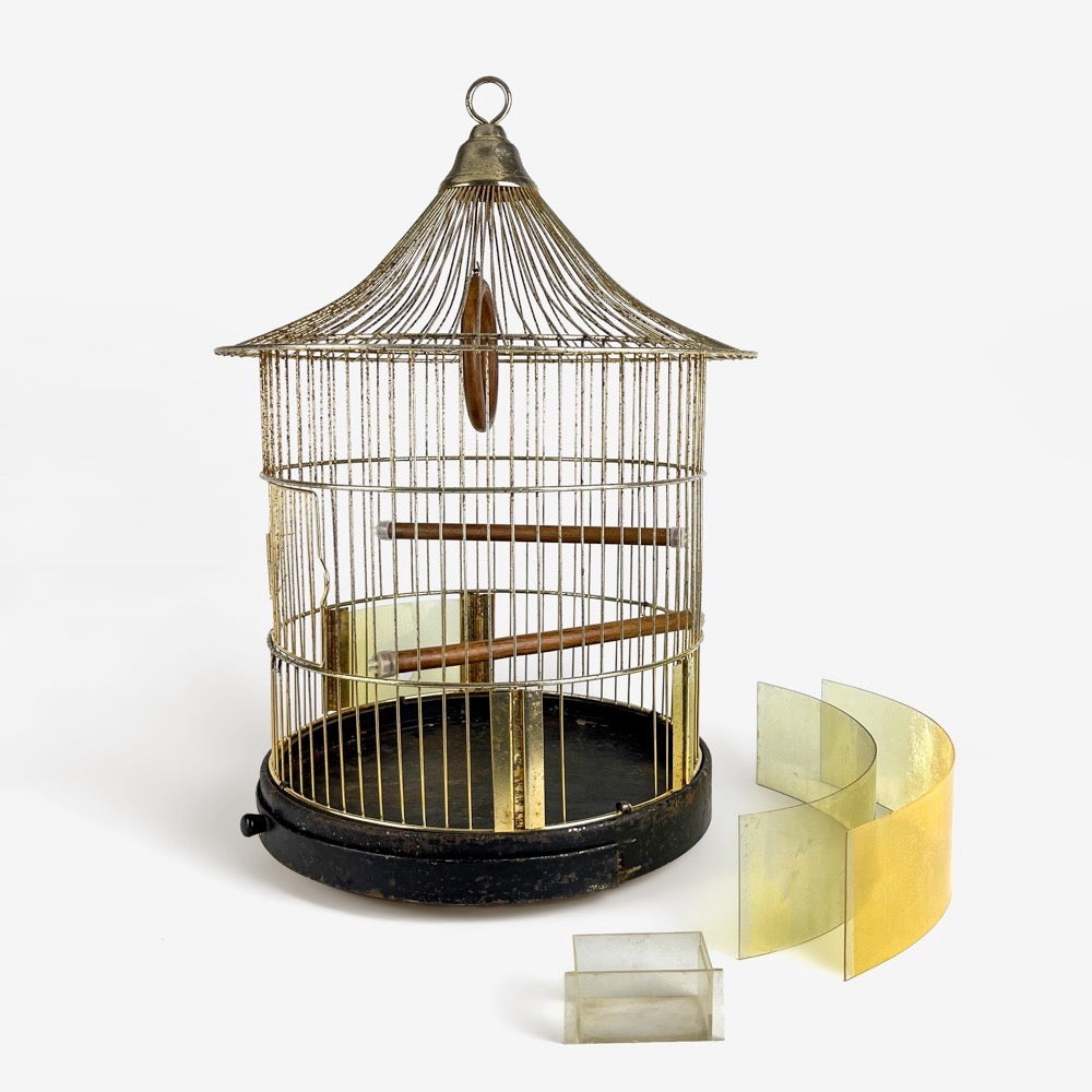 Cage à oiseau dorée à l'or fin A.Fay & Co 1950