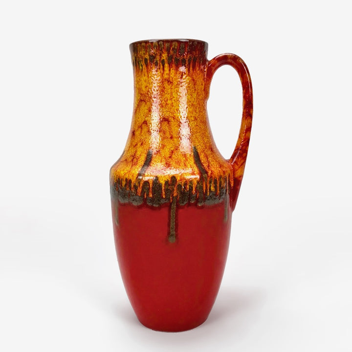 Grand vase céramique Scheurich à décor polychrome
