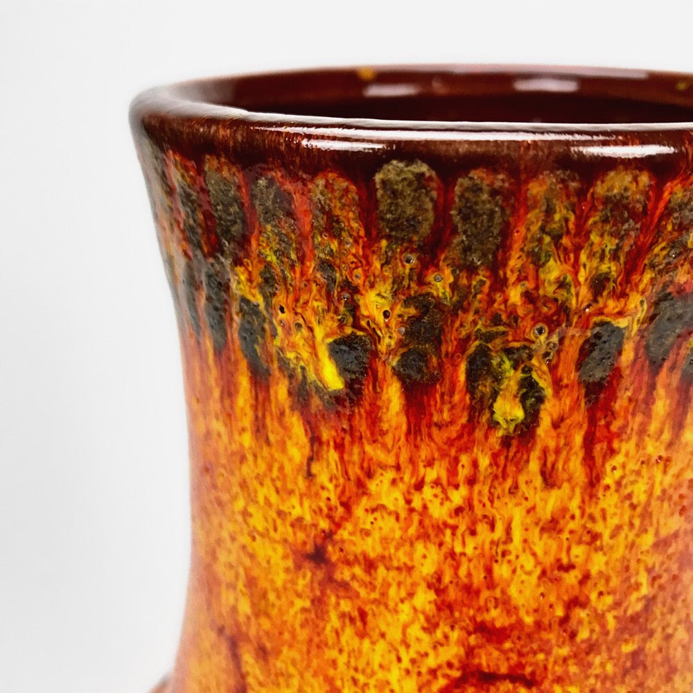 Grand vase céramique Scheurich à décor polychrome