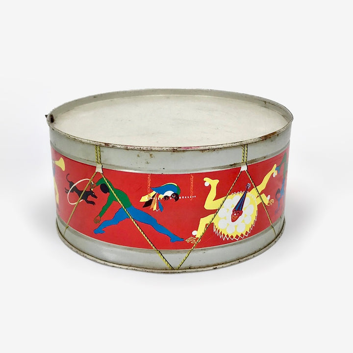 Ancien tambour en métal arts du cirque
